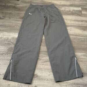 Under Armour All Season Gear Woven Pants Women Small Gray Loose Fit Team Pregame